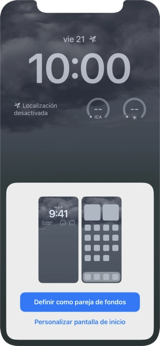 Si deseas utilizar el mismo tema de color en la pantalla de inicio, pulsa Definir como pareja de fondos.