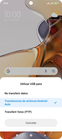 Pulsa Transferencia de archivos/Android Auto.