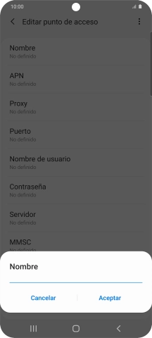 Introduce Vodafone Internet y pulsa Aceptar.