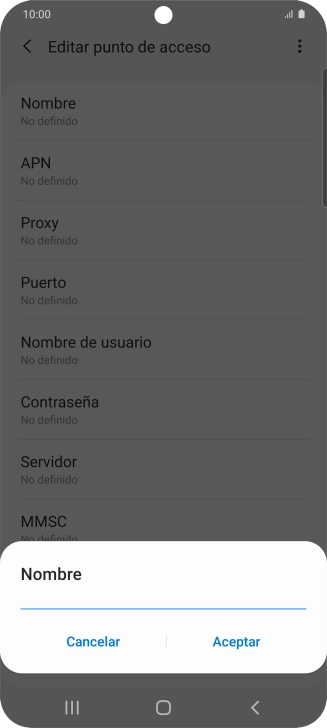 Introduce Vodafone Internet y pulsa Aceptar.