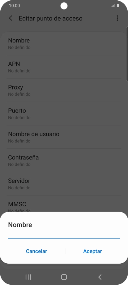 Introduce Vodafone Internet y pulsa Aceptar.