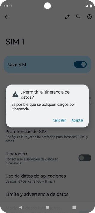 Si el roaming de datos está activado, pulsa Aceptar.