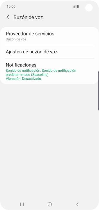 Pulsa Ajustes de buzón de voz.