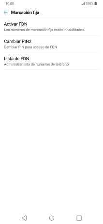 Pulsa Activar FDN para activar la marcación fija.