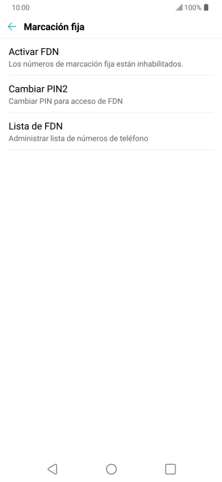 Pulsa Activar FDN para activar la marcación fija.