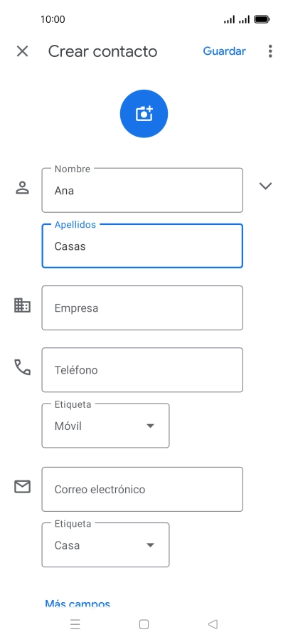 Pulsa Teléfono e introduce el número de teléfono deseado.