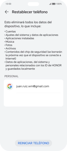 Pulsa REINICIAR TELÉFONO.