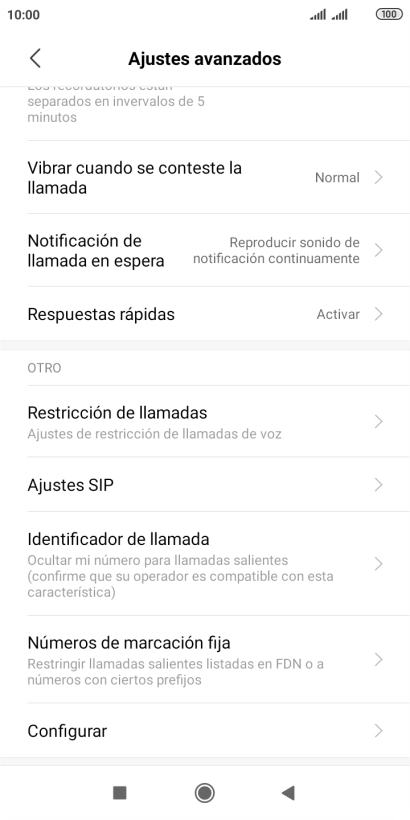 Pulsa Números de marcación fija.