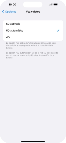 Si deseas activar el uso preferente de 5G, pulsa 5G activado.
