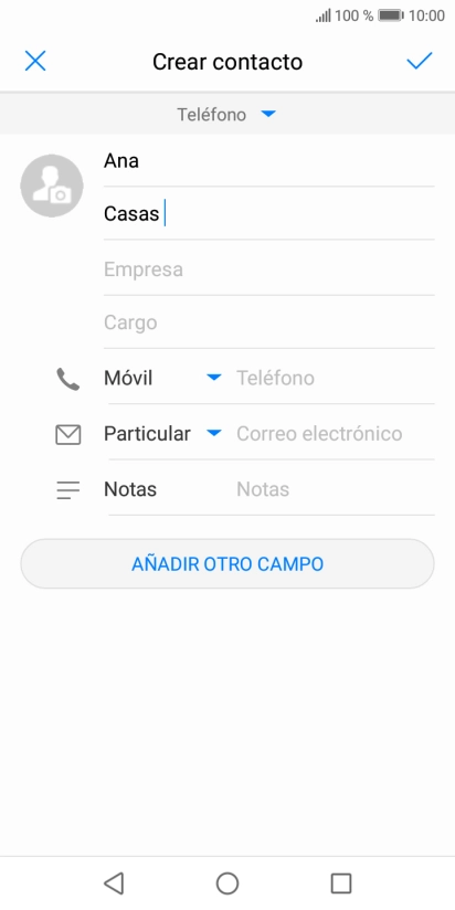 Pulsa Teléfono e introduce el número de teléfono.