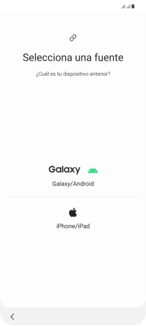 Pulsa el ajuste deseado y sigue las instrucciones de la pantalla para transferir el contenido del otro teléfono.