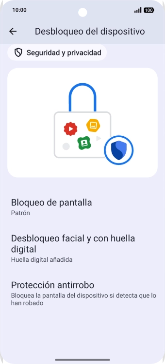 Pulsa Bloqueo de pantalla  e introduce el código de seguridad extra que has creado anteriormente.