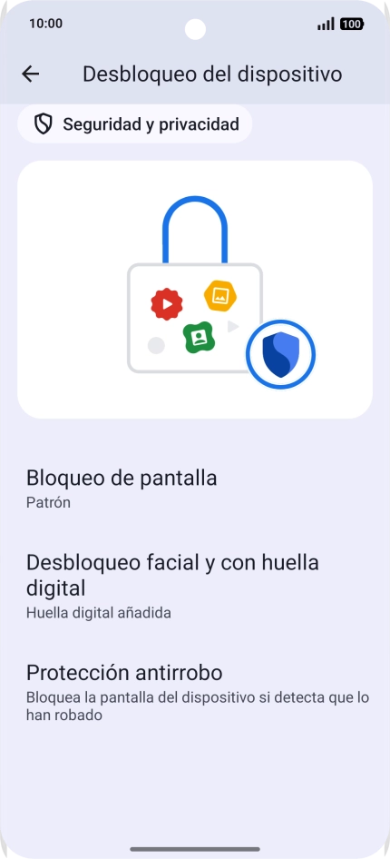 Pulsa Bloqueo de pantalla  e introduce el código de seguridad extra que has creado anteriormente.
