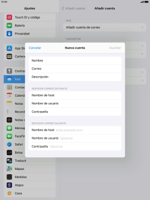 Pulsa Nombre de host e introduce smtp.vodafone.es.