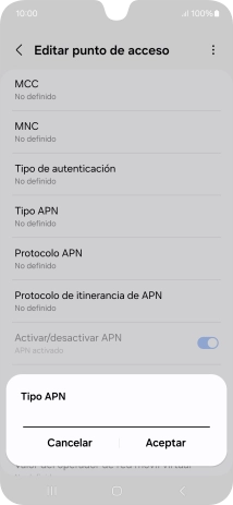Introduce default y pulsa Aceptar.