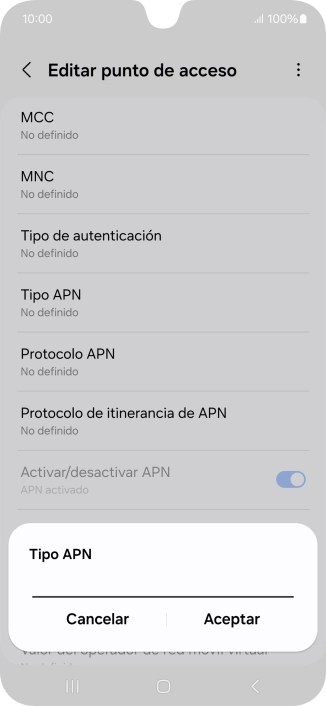 Introduce default y pulsa Aceptar.