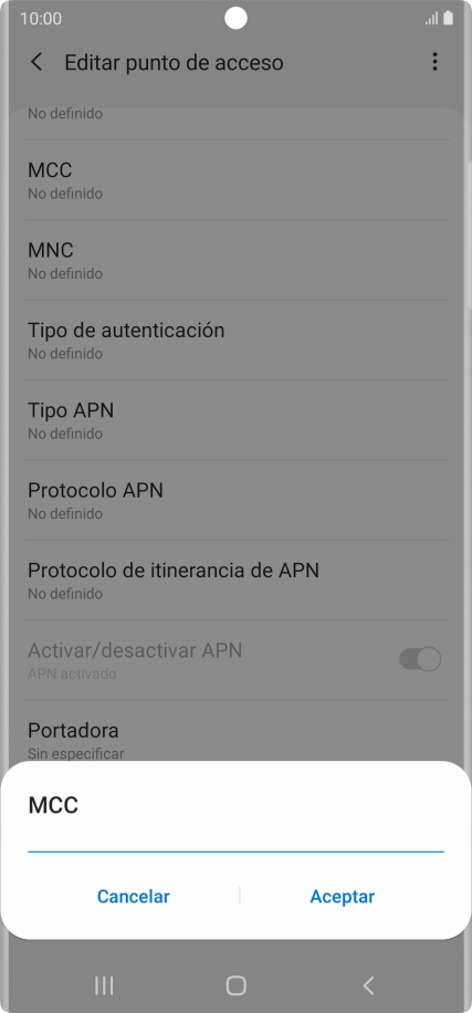 Introduce 214 y pulsa Aceptar.
