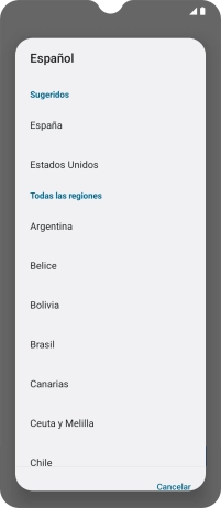 Pulsa el país o el área deseados.