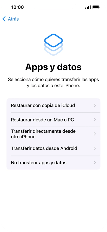 Pulsa No transferir apps y datos y sigue las indicaciones de la pantalla para finalizar la activación del teléfono.