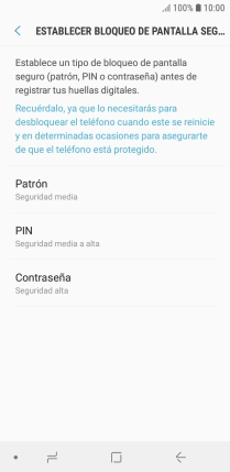 Pulsa el código de seguridad deseado y sigue las indicaciones de la pantalla para crear un código de seguridad del teléfono adicional.