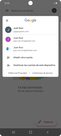 Pulsa la cuenta de correo electrónico deseada.