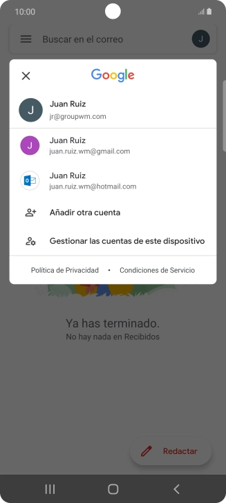 Pulsa la cuenta de correo electrónico deseada.