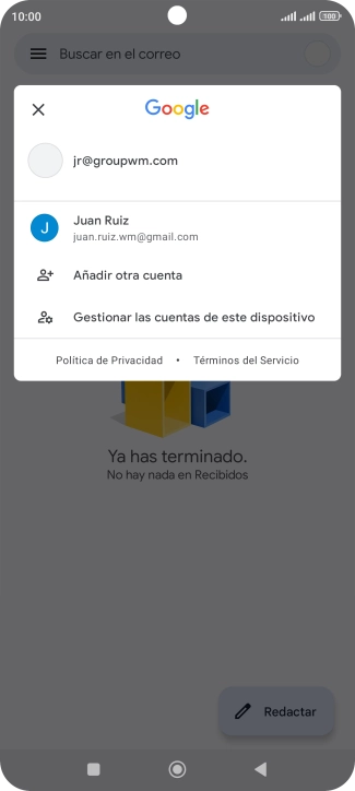 Pulsa la cuenta de correo electrónico deseada.