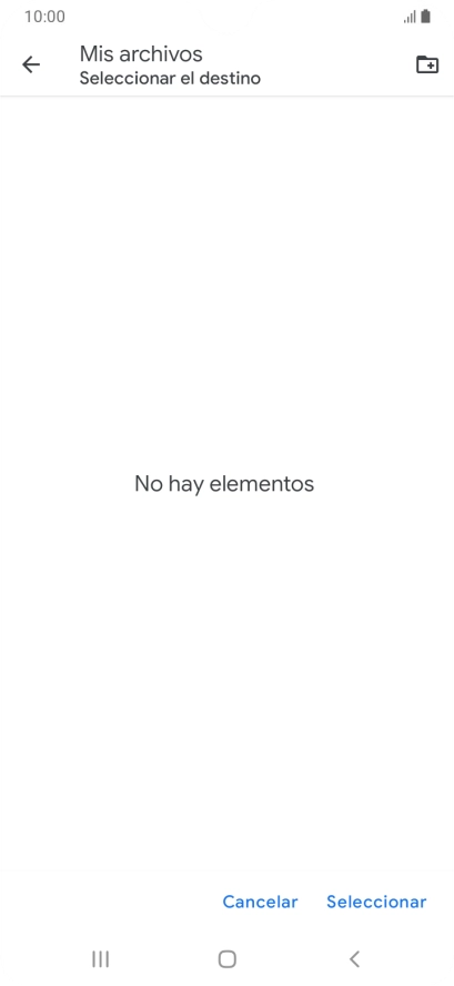 Si deseas crear una nueva carpeta, pulsa el icono de nueva carpeta y sigue las indicaciones de la pantalla para crearla.