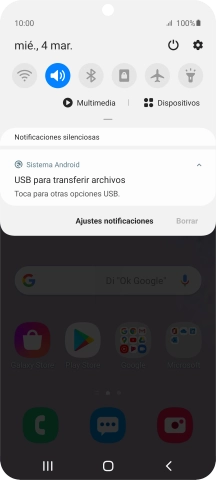Pulsa Toca para otras opciones USB..