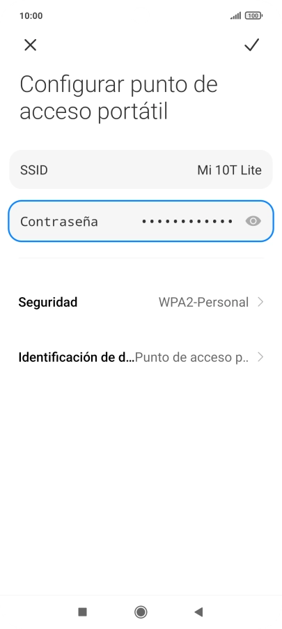 Pulsa SSID e introduce el nombre deseado de la conexión Wi-Fi.
