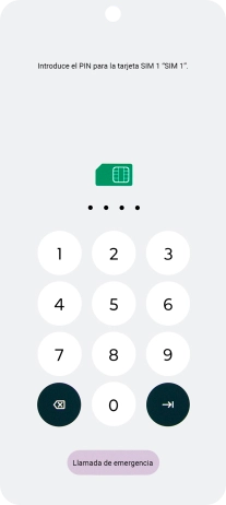Si tu tarjeta SIM está bloqueada, introduce el código PIN y pulsa la flecha hacia la derecha.