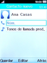 Elige Núm. e introduce el nombre deseado.