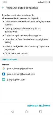 Pulsa REINICIAR TELÉFONO.