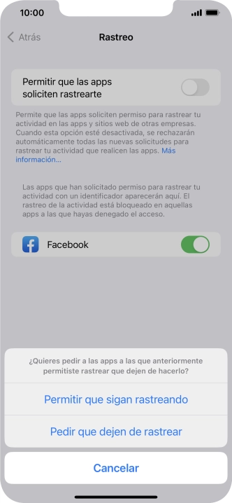 Si desactivas la función, pulsa el ajuste deseado.