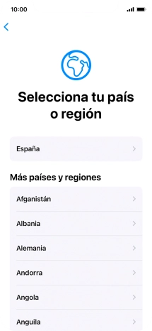 Pulsa el país o el área deseados.