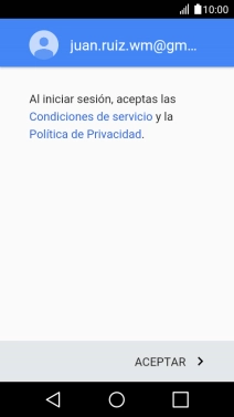 Pulsa ACEPTAR y sigue las indicaciones de la pantalla para seleccionar los ajustes de tu cuenta de Google.