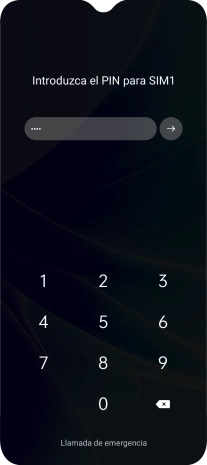 Si tu tarjeta SIM está bloqueada, introduce el código PIN y pulsa la flecha hacia la derecha.