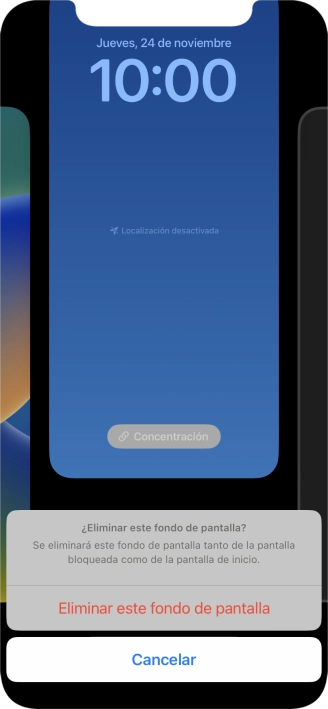 Pulsa Eliminar este fondo de pantalla.