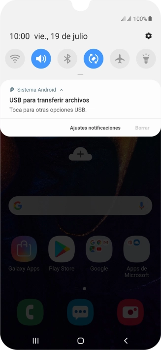 Pulsa Toca para otras opciones USB..