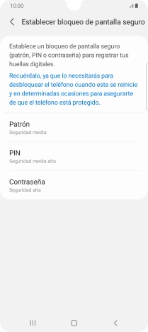Pulsa el código de seguridad deseado y sigue las indicaciones de la pantalla para crear un código de seguridad del teléfono adicional.