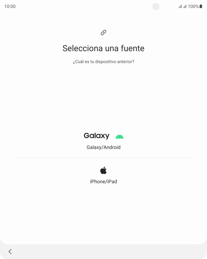 Pulsa el ajuste deseado y sigue las instrucciones de la pantalla para transferir el contenido del otro teléfono.