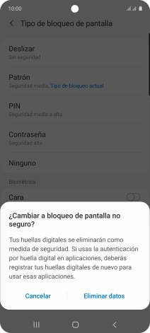 Pulsa Eliminar datos.