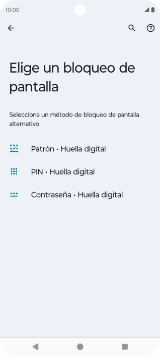 Pulsa el código de seguridad deseado y sigue las indicaciones de la pantalla para crear un código de seguridad del teléfono adicional.
