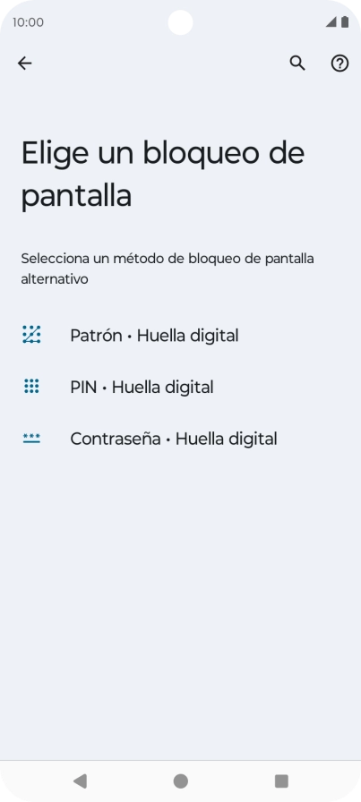 Pulsa el código de seguridad deseado y sigue las indicaciones de la pantalla para crear un código de seguridad del teléfono adicional.