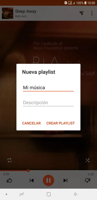 Introduce el nombre deseado de la lista de reproducción y pulsa CREAR PLAYLIST.
