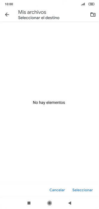 Si deseas crear una nueva carpeta, pulsa el icono de nueva carpeta y sigue las indicaciones de la pantalla para crearla.