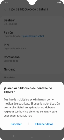 Pulsa Eliminar datos.