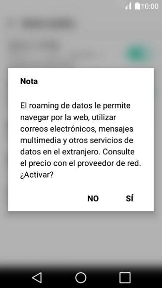 Si activas la función, pulsa SÍ.