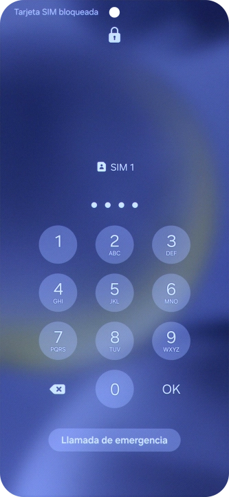 Si es necesario desbloquear la tarjeta SIM, introduce el código PIN y pulsa OK.