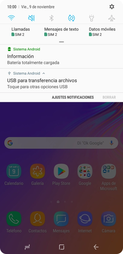 Pulsa Toque para otras opciones USB.